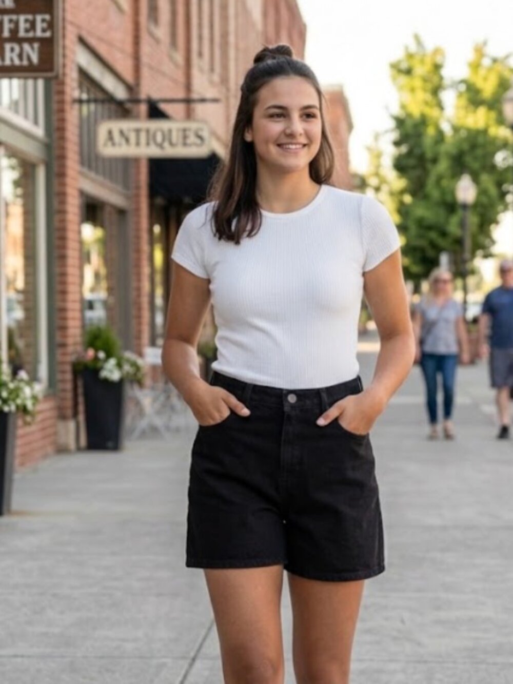 NWT $198 FRAME The Easy High Waist Denim Shorts 26, HONOR Black